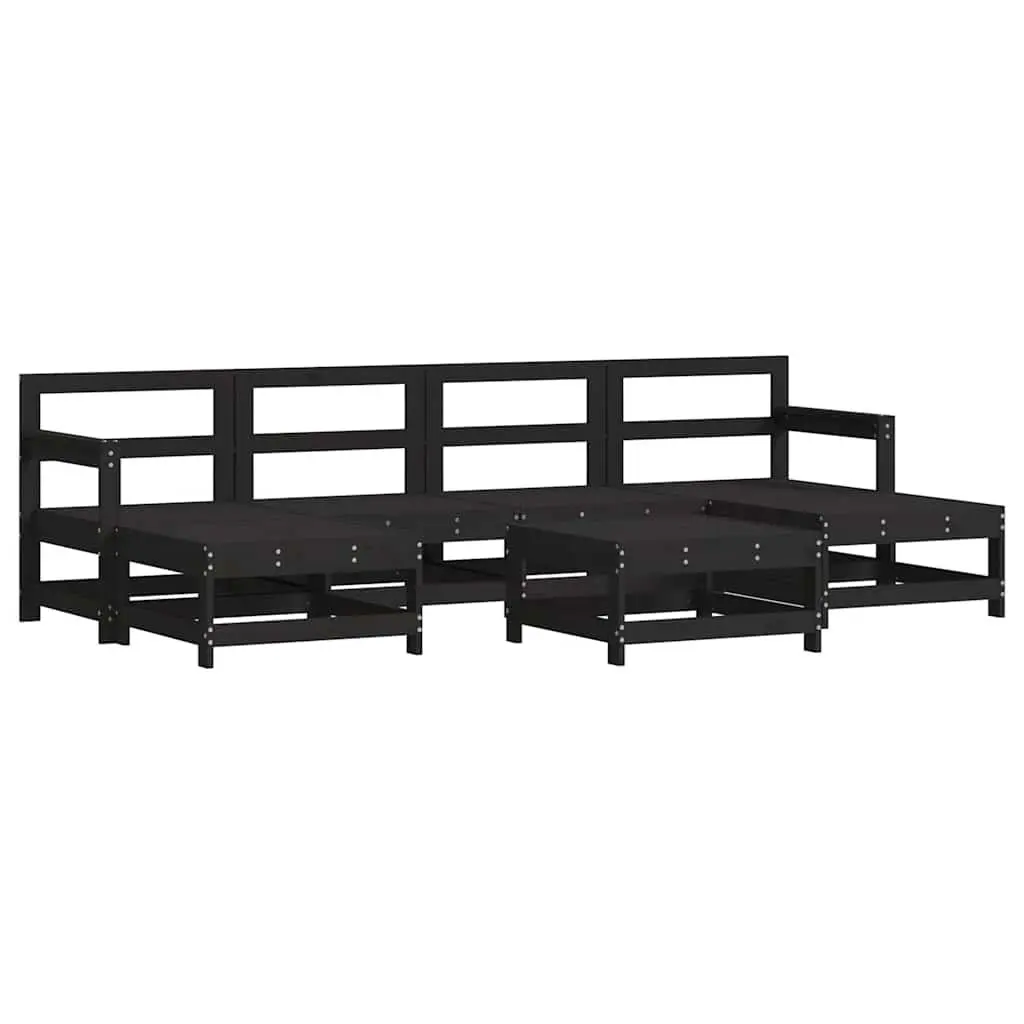 Garden Lounge Set 7 Piece Outdoor Furniture Solid Wood Sofa with Cushions Black