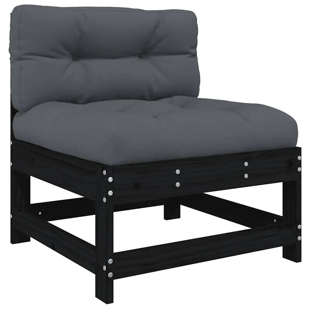 Garden Lounge Set 7 Piece Outdoor Furniture Solid Wood Sofa with Cushions Black