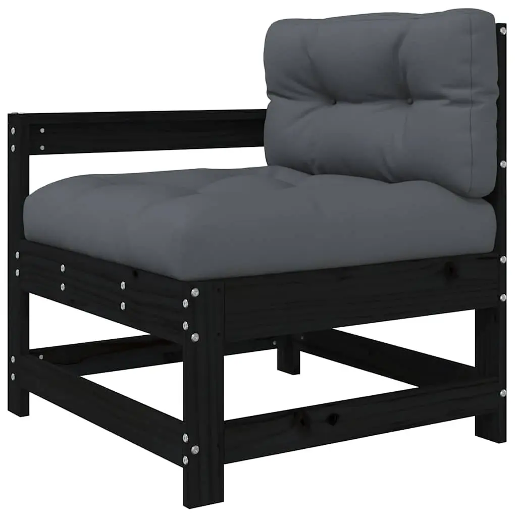 Garden Lounge Set 7 Piece Outdoor Furniture Solid Wood Sofa with Cushions Black