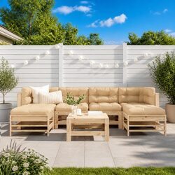 Garden Lounge Set 7 Piece Outdoor Furniture Solid Wood with Cushions Patio Sofa