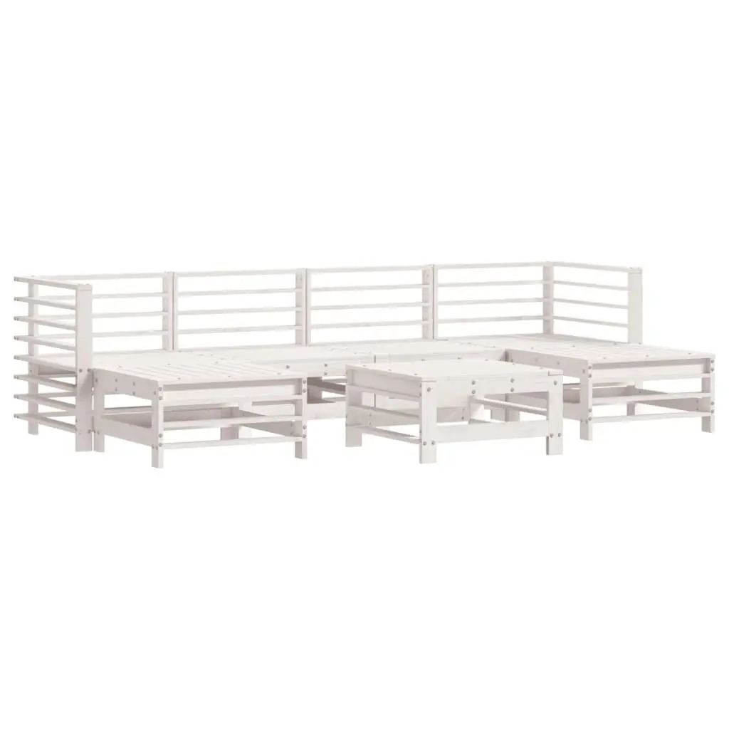 Garden Lounge Set 7 Piece Outdoor Furniture White Cushions Patio Seating