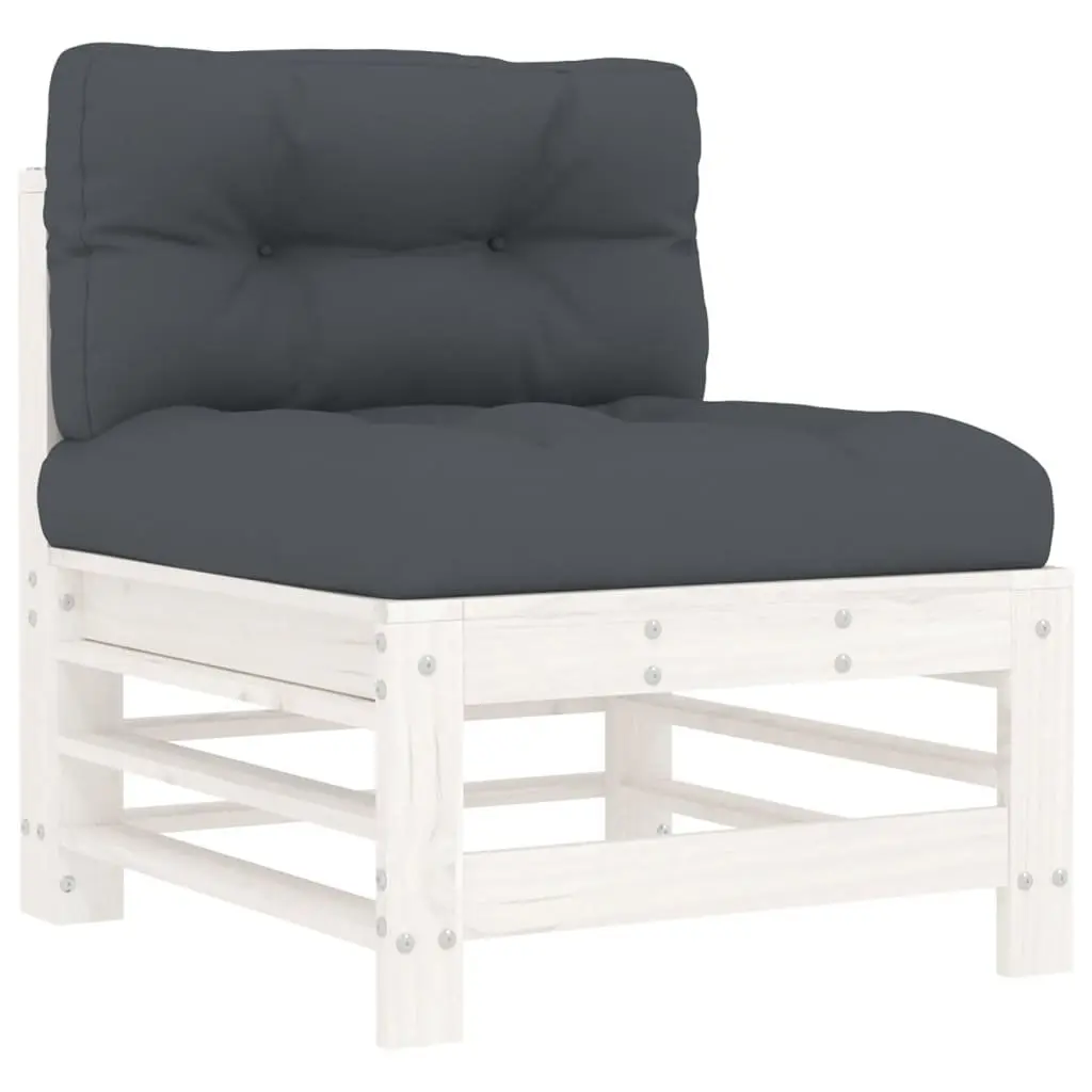 Garden Lounge Set 7 Piece Outdoor Furniture White Cushions Patio Seating