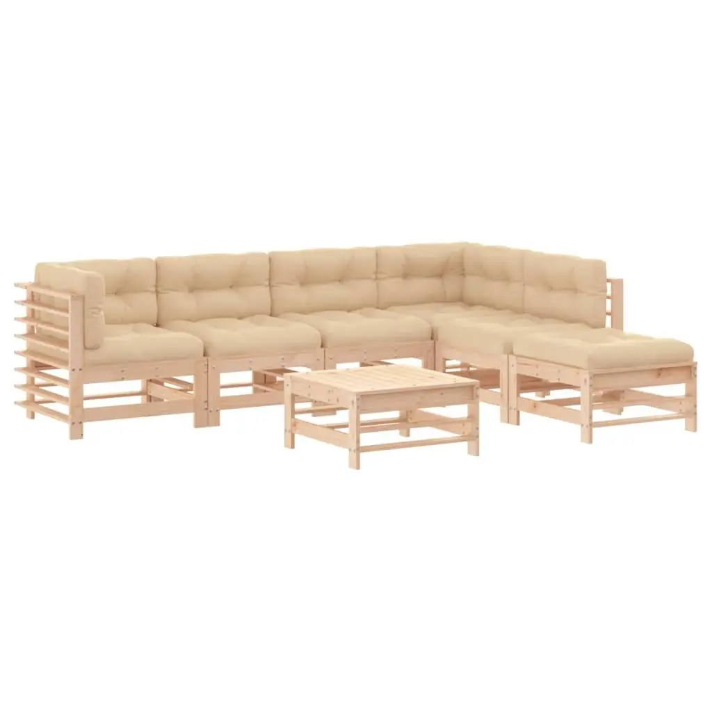Garden Lounge Set 7 Piece Outdoor Furniture with Cushions Wooden Patio Sofa