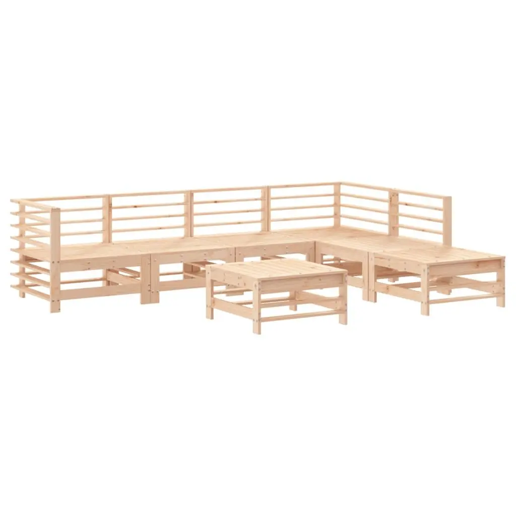Garden Lounge Set 7 Piece Outdoor Furniture with Cushions Wooden Patio Sofa