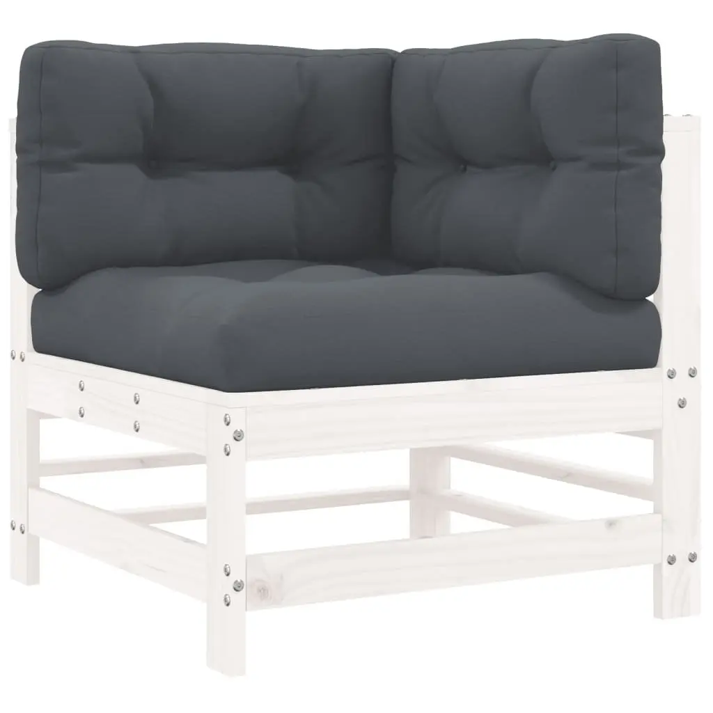 7 Piece Garden Lounge Set with Cushions Outdoor Patio Furniture White Wooden