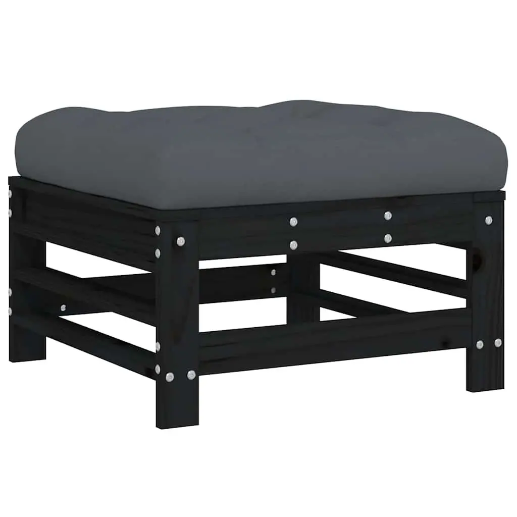 Outdoor Garden Lounge Set 7 Piece Modular Seating Furniture with Cushions Black
