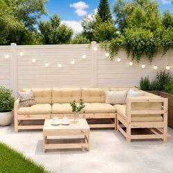 Garden Lounge Set 6 Piece Outdoor Furniture Patio Sofa with Cushions Wood