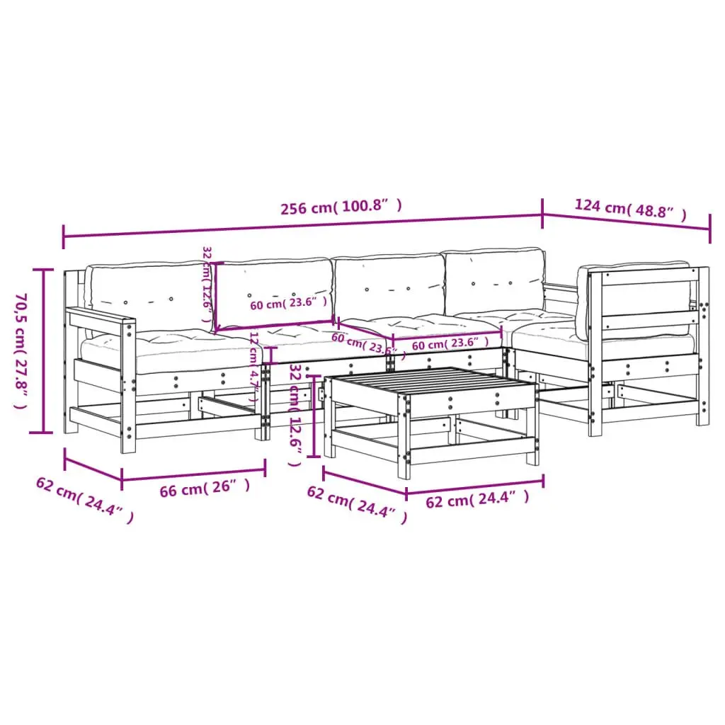 Garden Lounge Set 6 Piece Outdoor Furniture Patio Seating with Cushions White