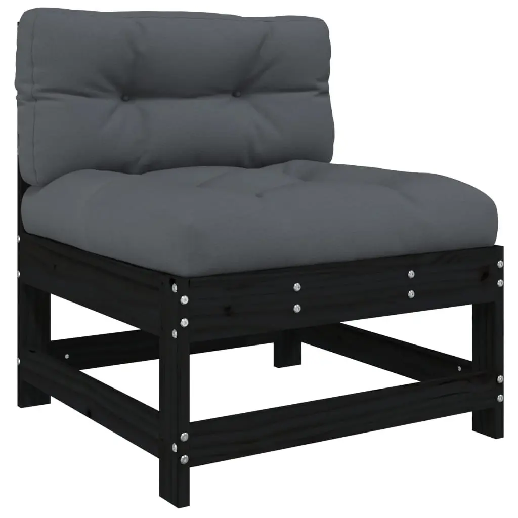 Garden Lounge Set 6 Piece Outdoor Furniture with Cushions Black Wood Patio Sofa