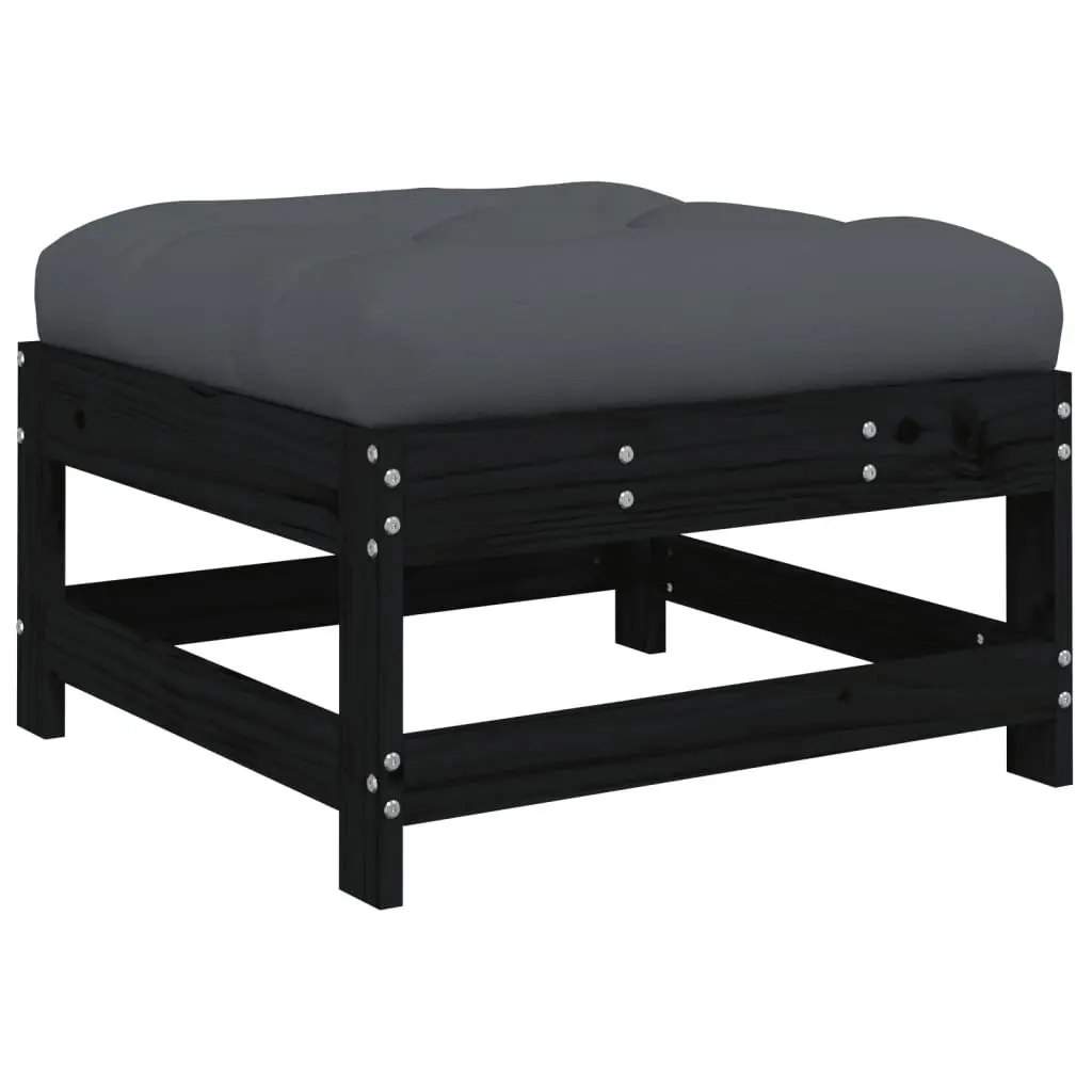 Garden Lounge Set 6 Piece Outdoor Furniture with Cushions Black Wood Patio Sofa
