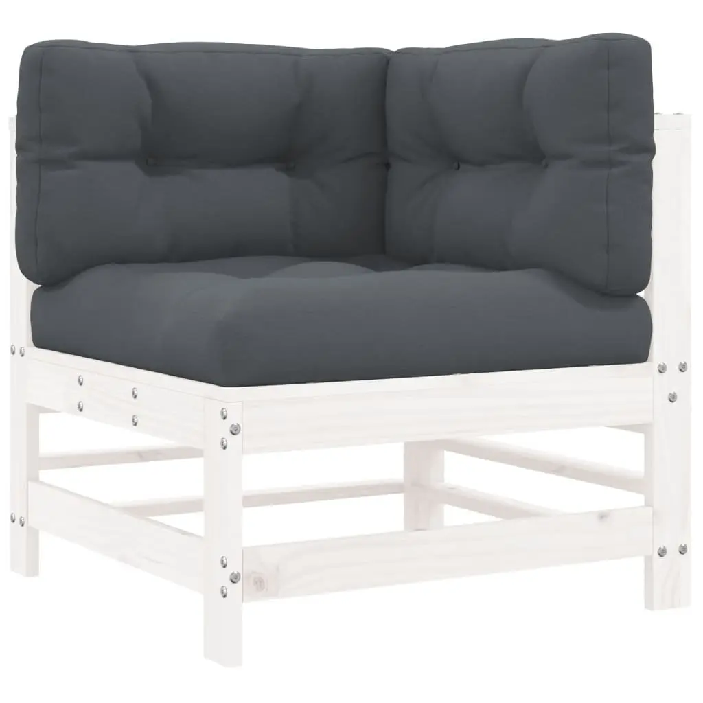Garden Lounge Set White 6 Piece Wooden Outdoor Furniture Patio Sofa with Cushions
