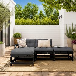 Garden Lounge Set 4 Piece Outdoor Furniture Patio Sofa with Cushions Black Wood