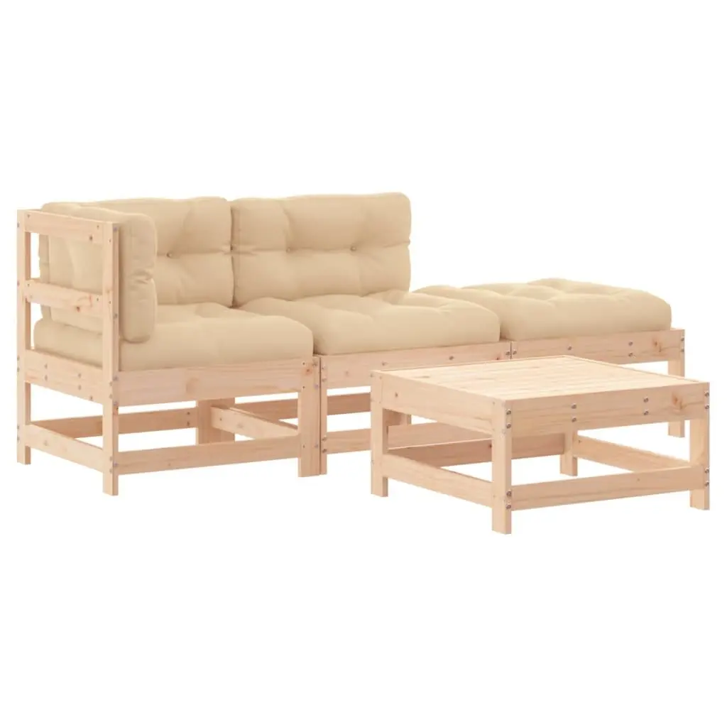 Garden Lounge Set 4 Piece Outdoor Furniture Patio Seating with Cushions Wood
