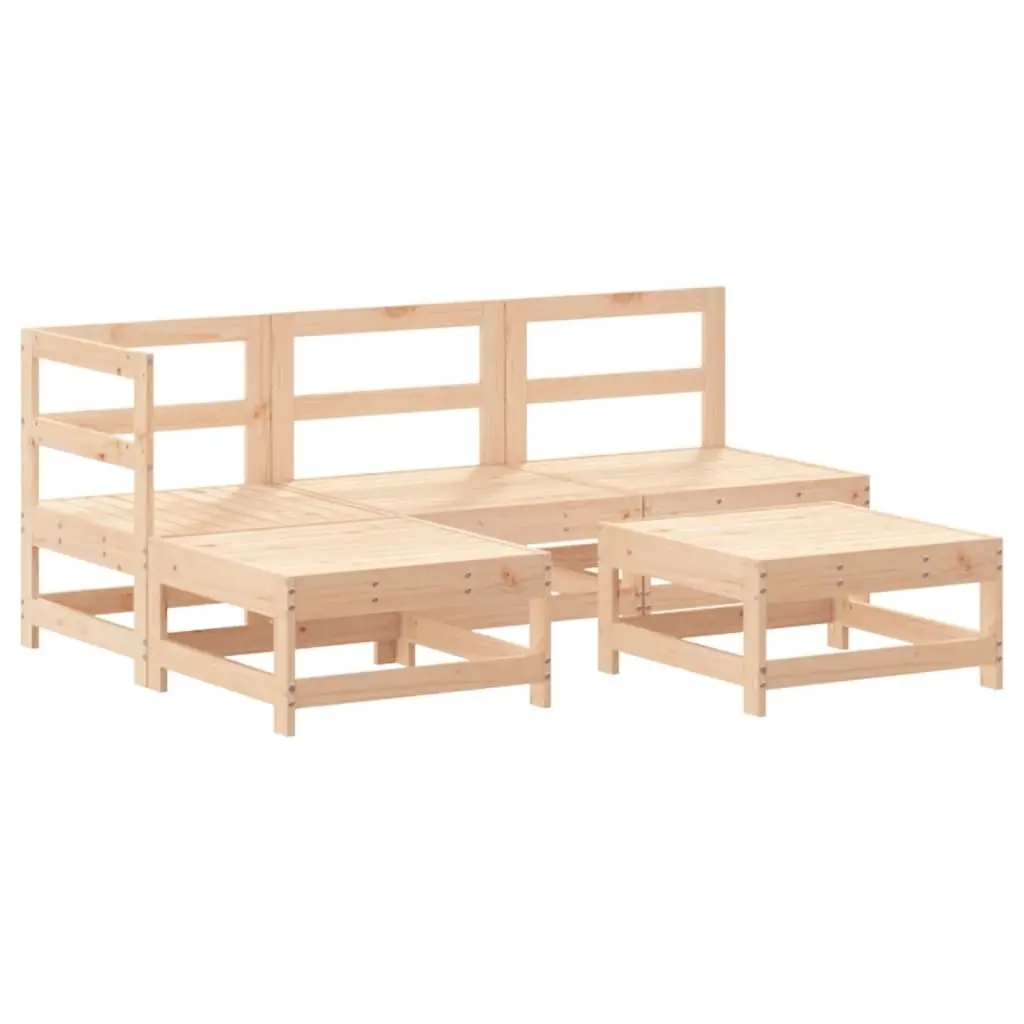 5 Piece Outdoor Lounge Set with Wood & Cushions