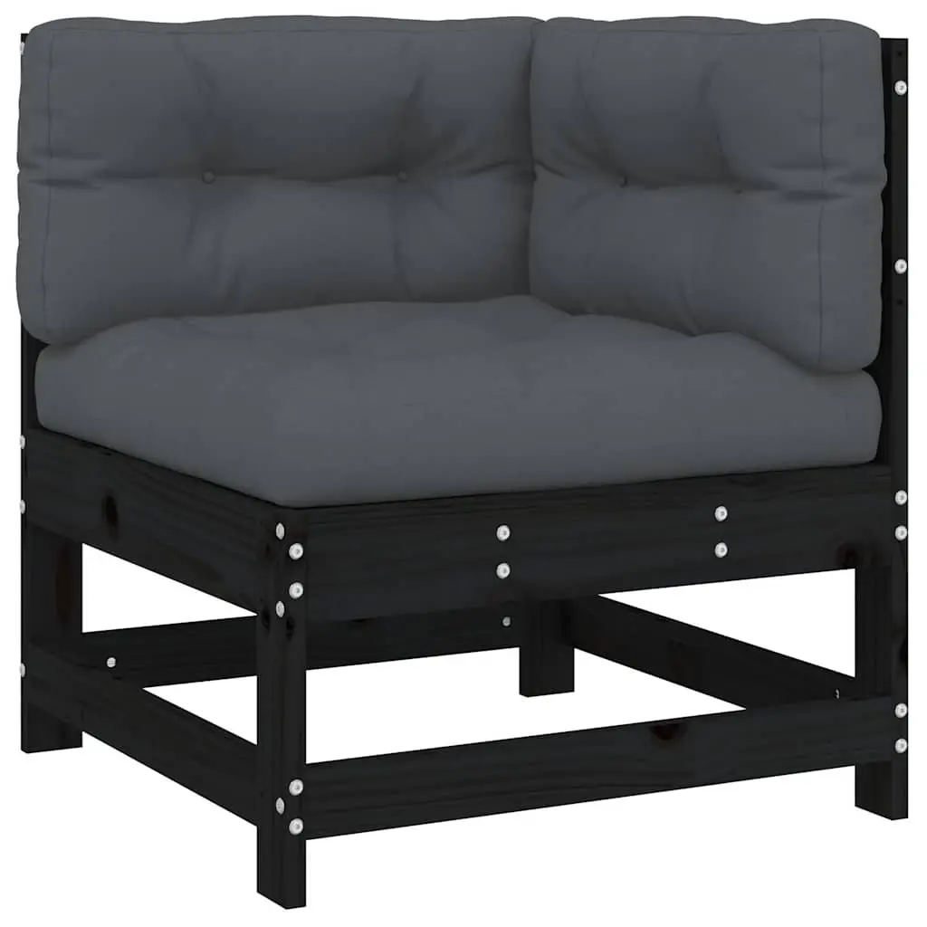 Garden Lounge Set Black 5 Piece Outdoor Furniture Patio Sectional with Cushions