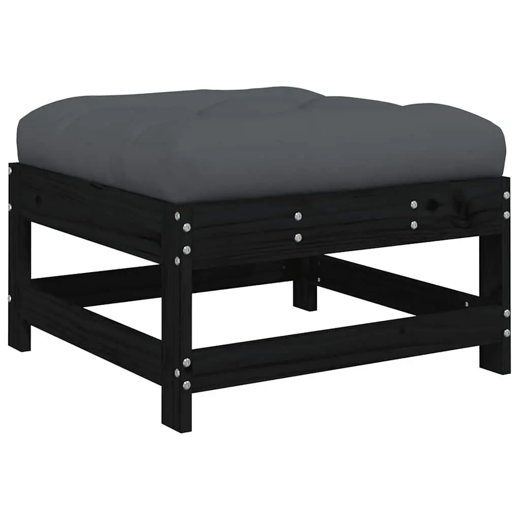 Garden Lounge Set Black 5 Piece Outdoor Furniture Patio Sectional with Cushions