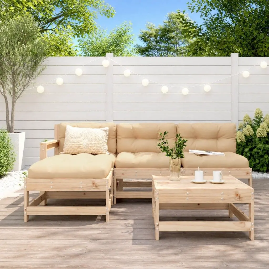 Garden Lounge Set 5 Piece Outdoor Furniture Patio Sofa with Cushions Wood