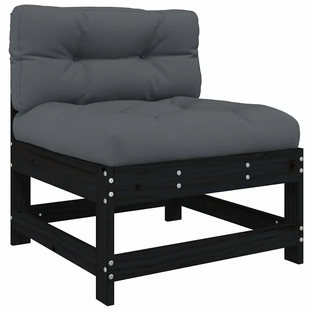 Garden Lounge Set 5 Piece Outdoor Furniture Black Wood Modular Patio Sofa with