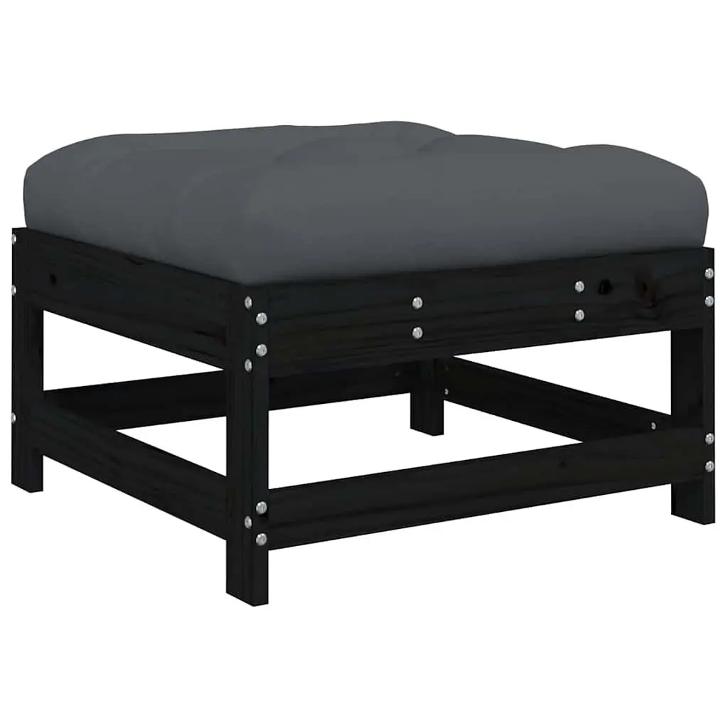 Garden Lounge Set 5 Piece Outdoor Furniture Black Wood Modular Patio Sofa with