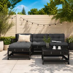 5-Piece Garden Lounge Set in Black Wood