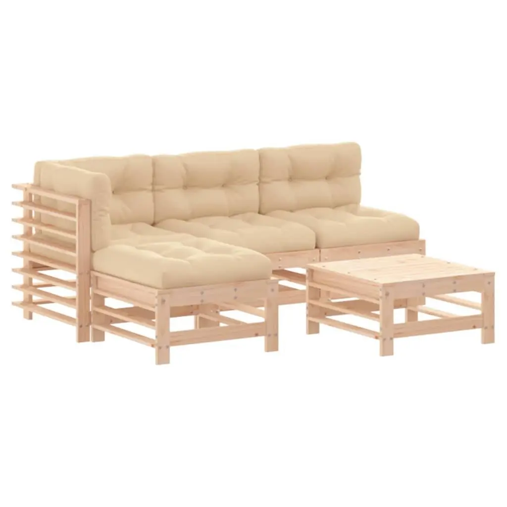 Garden Lounge Set 5 Piece Outdoor Furniture Patio Sofa with Cushions Wood