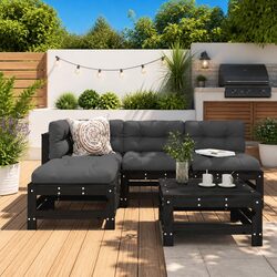 Garden Lounge Set 5 Piece Outdoor Furniture Patio Sofa with Cushions Black