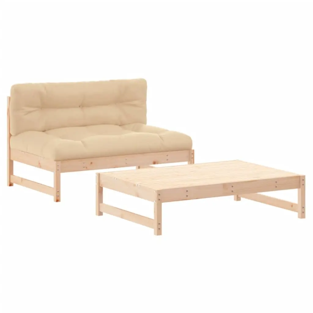 Garden Lounge Set 2 Piece Outdoor Furniture Patio Sofa with Cushions Wood