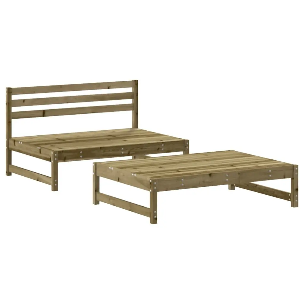 Garden Lounge Set 2 Piece Outdoor Furniture with Cushions Impregnated Pine Wood