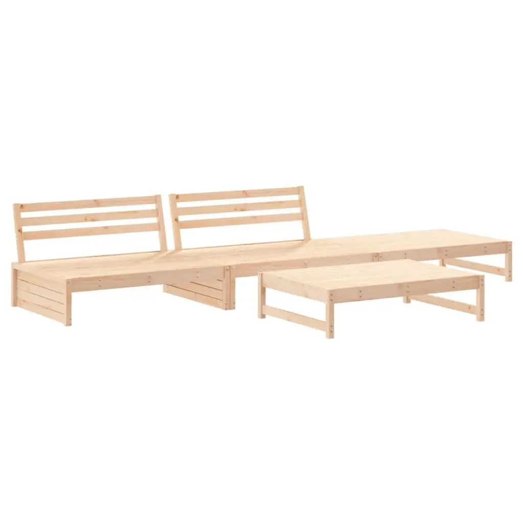 Garden Lounge Set Brown 4 Piece Solid Wood Modular Sofa with Cushions
