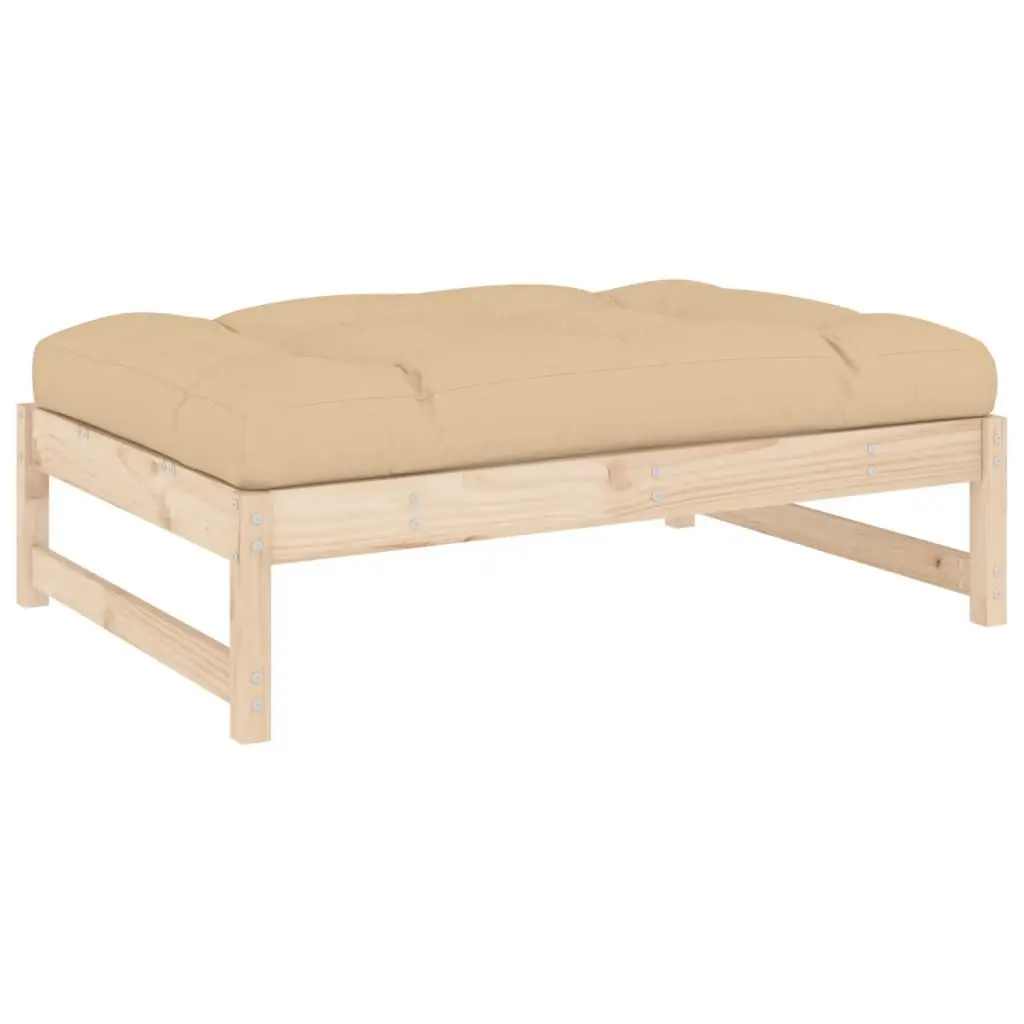 Garden Lounge Set Brown 4 Piece Solid Wood Modular Sofa with Cushions
