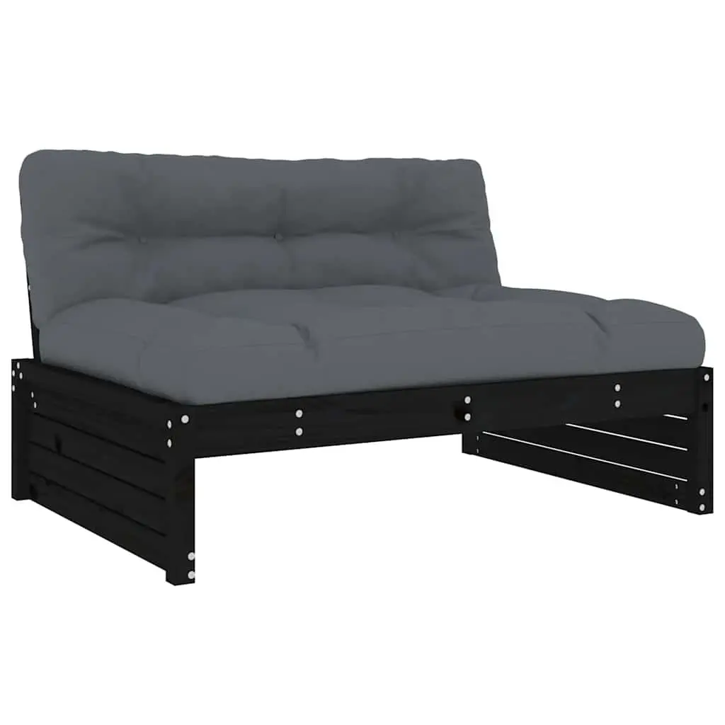 Garden Lounge Set Black 4 Piece Outdoor Furniture Patio Sofa with Cushions