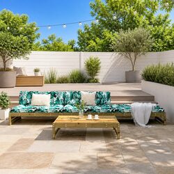 Garden Lounge Set 4 Piece Outdoor Furniture with Cushions Impregnated Pine Wood