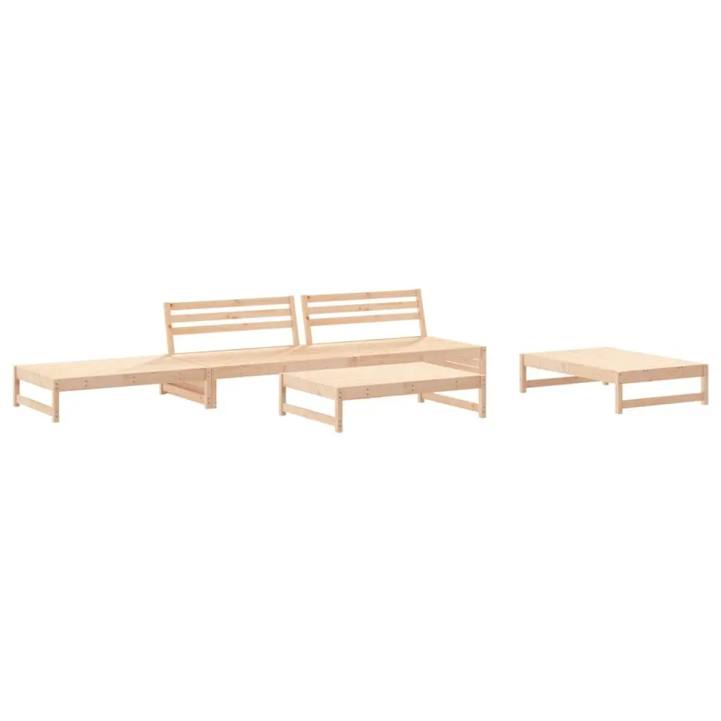 Garden Lounge Set Brown 5 Piece Wooden Outdoor Furniture Patio Sofa with Cushions