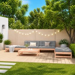 5 Piece Garden Lounge Set with Cushions Solid Wood Outdoor Furniture Patio