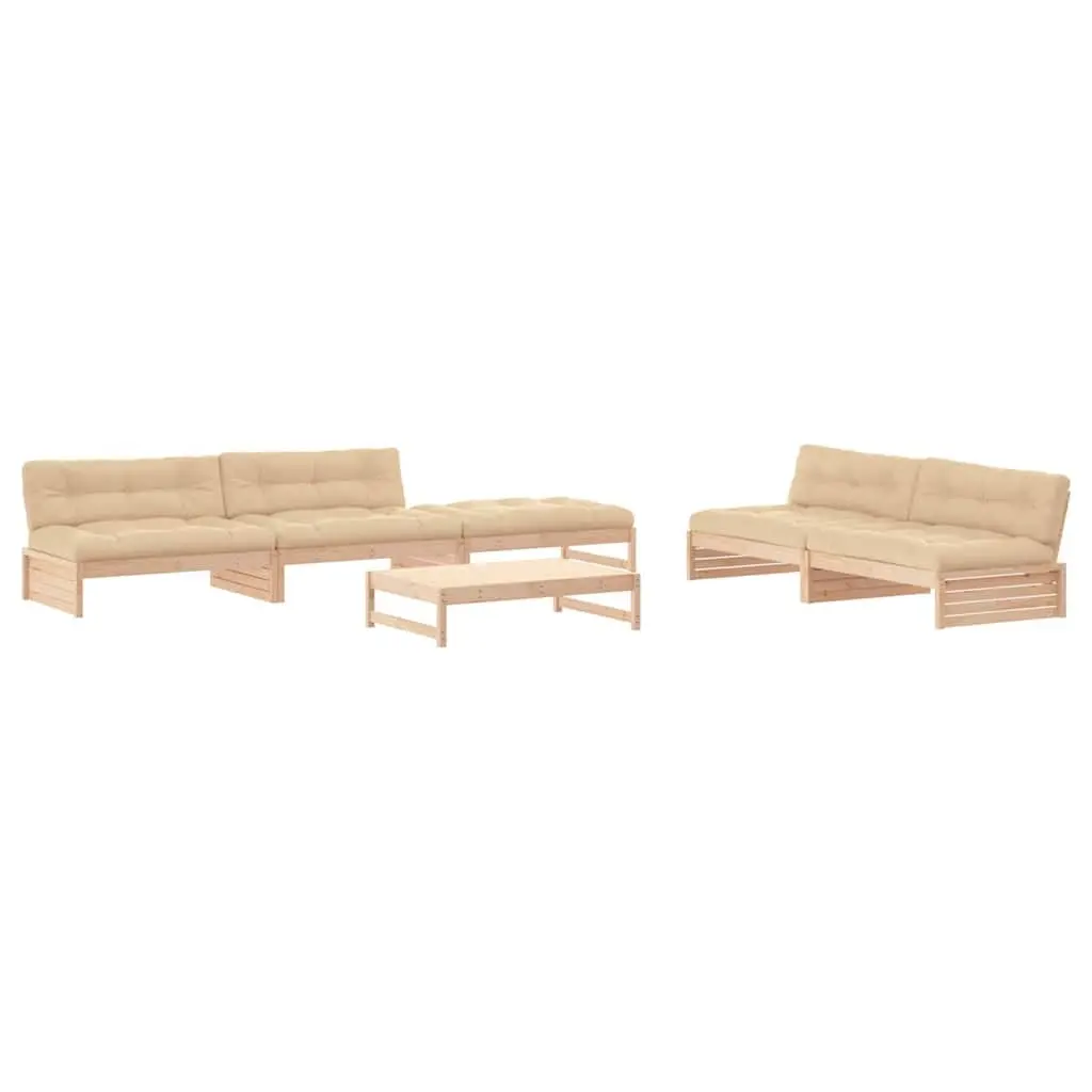 Garden Lounge Set 6 Piece Outdoor Furniture Solid Wood Patio Sofa with Cushions