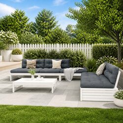 Garden Lounge Set 6 Piece Outdoor Furniture with Cushions White Solid Wood Patio