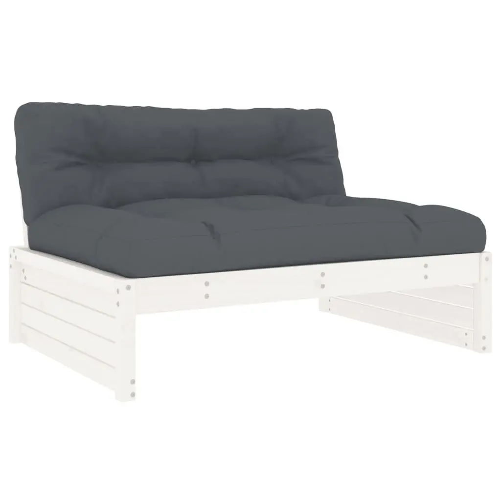 Garden Lounge Set 6 Piece Outdoor Furniture with Cushions White Solid Wood Patio