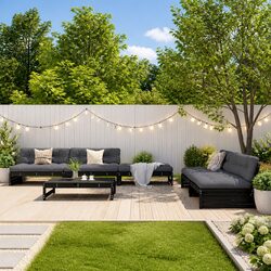 Garden Lounge Set 6 Piece Outdoor Furniture with Cushions Solid Wood Black