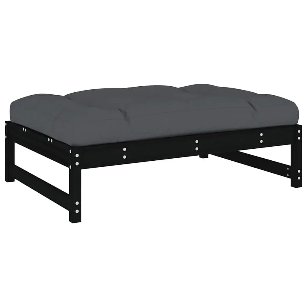 Garden Lounge Set 6 Piece Outdoor Furniture with Cushions Solid Wood Black
