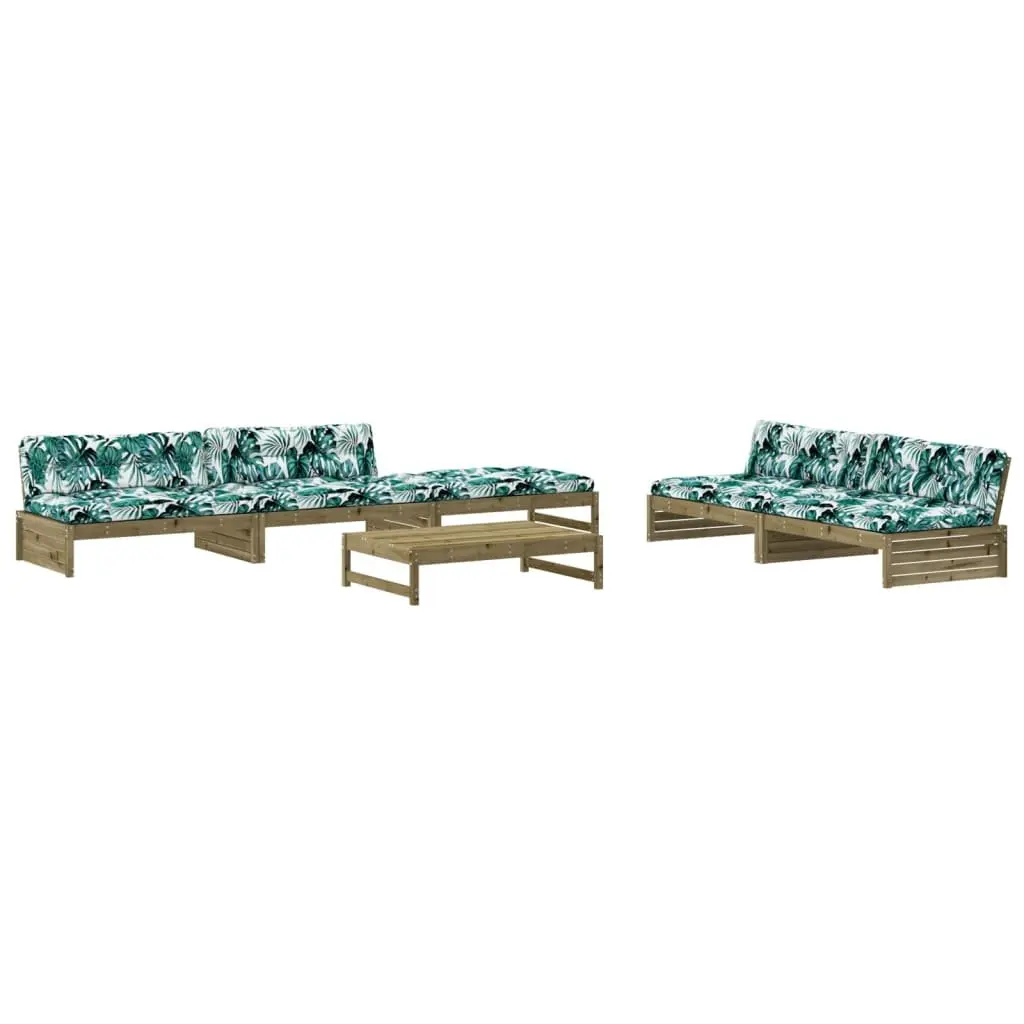 Garden Lounge Set Brown 6 Piece Impregnated Pine Wood with Cushions