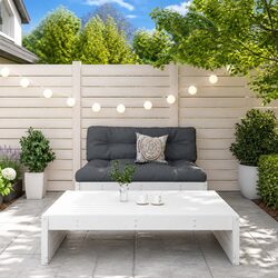 Garden Lounge Set 2 Piece with Cushions White Solid Wood Patio Outdoor Furniture