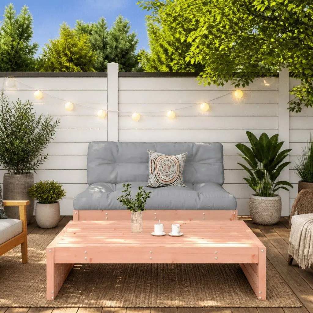 Garden Lounge Set Brown 2 Piece Solid Wood Outdoor Furniture with Cushions
