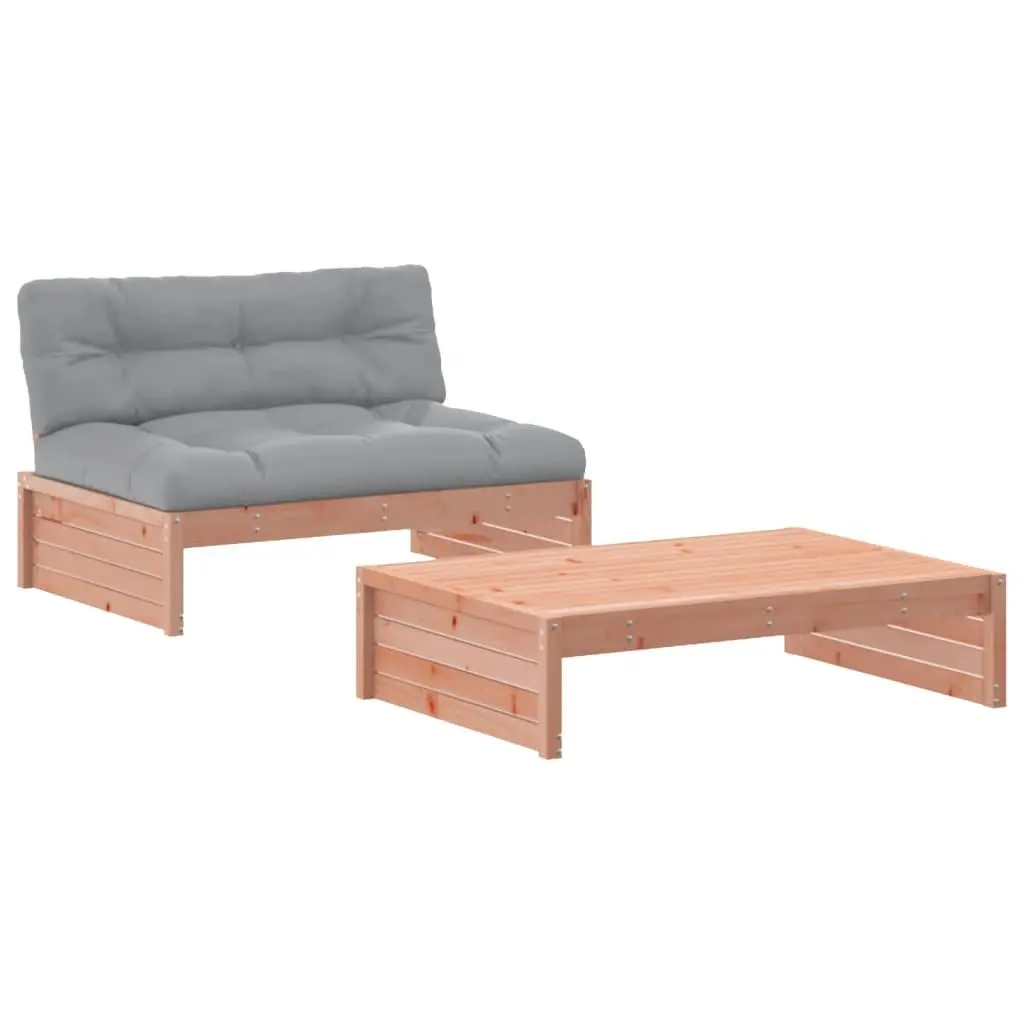 Garden Lounge Set Brown 2 Piece Solid Wood Outdoor Furniture with Cushions