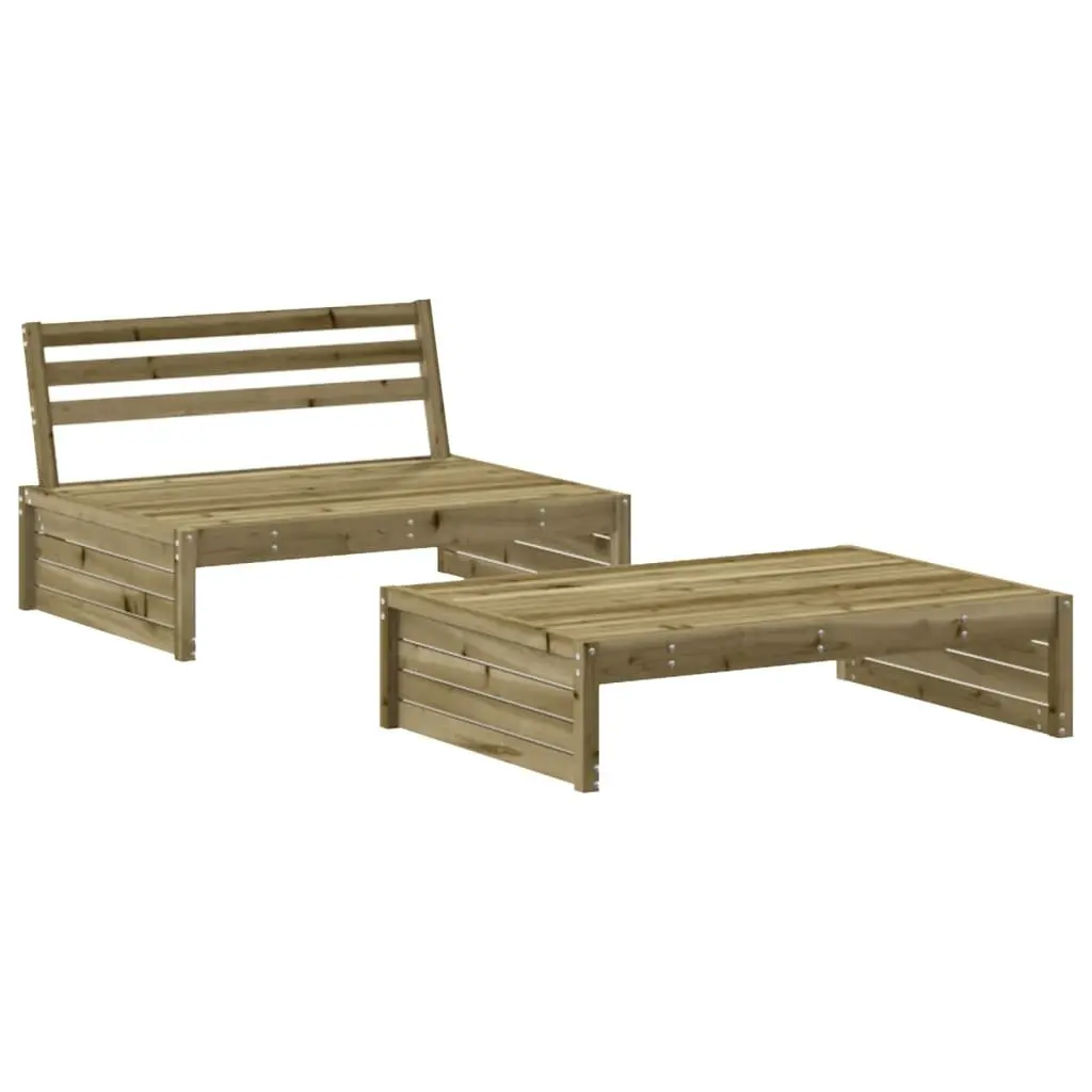 Garden Lounge Set 2 Piece Outdoor Furniture with Cushions Wooden Slatted Design