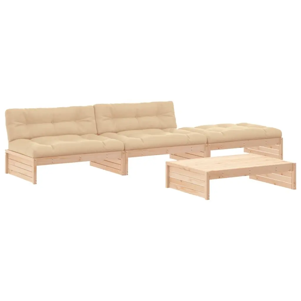Garden Lounge Set 4 Piece Outdoor Furniture Patio Sofa with Cushions Wood