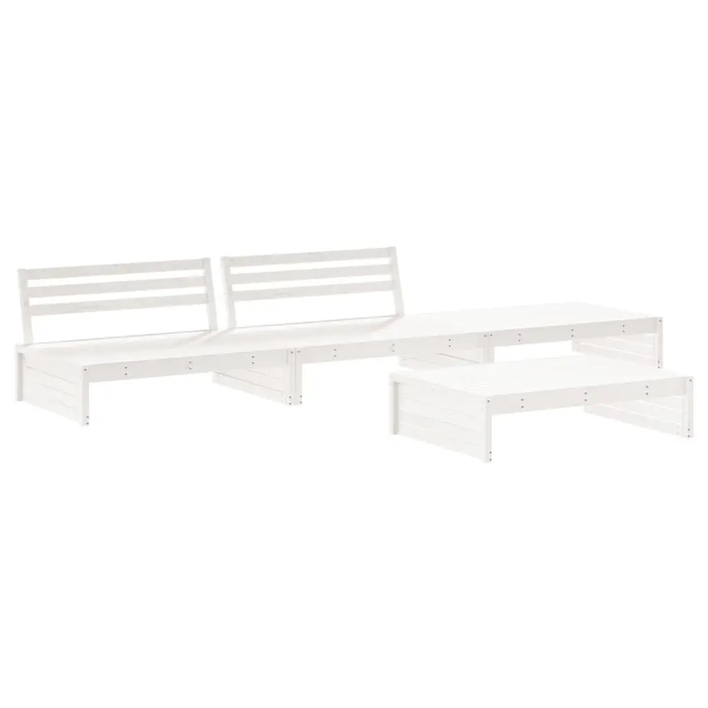 Garden Lounge Set 4 Piece Outdoor Furniture with Cushions White Wood Patio Sofa