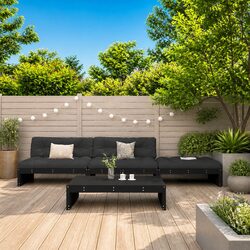 4 Piece Black Wooden Lounge Set - Simple and Stylish