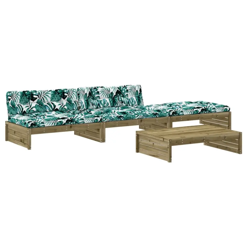 Garden Lounge Set Brown 4 Piece Outdoor Furniture Patio Sofa with Cushions Wood