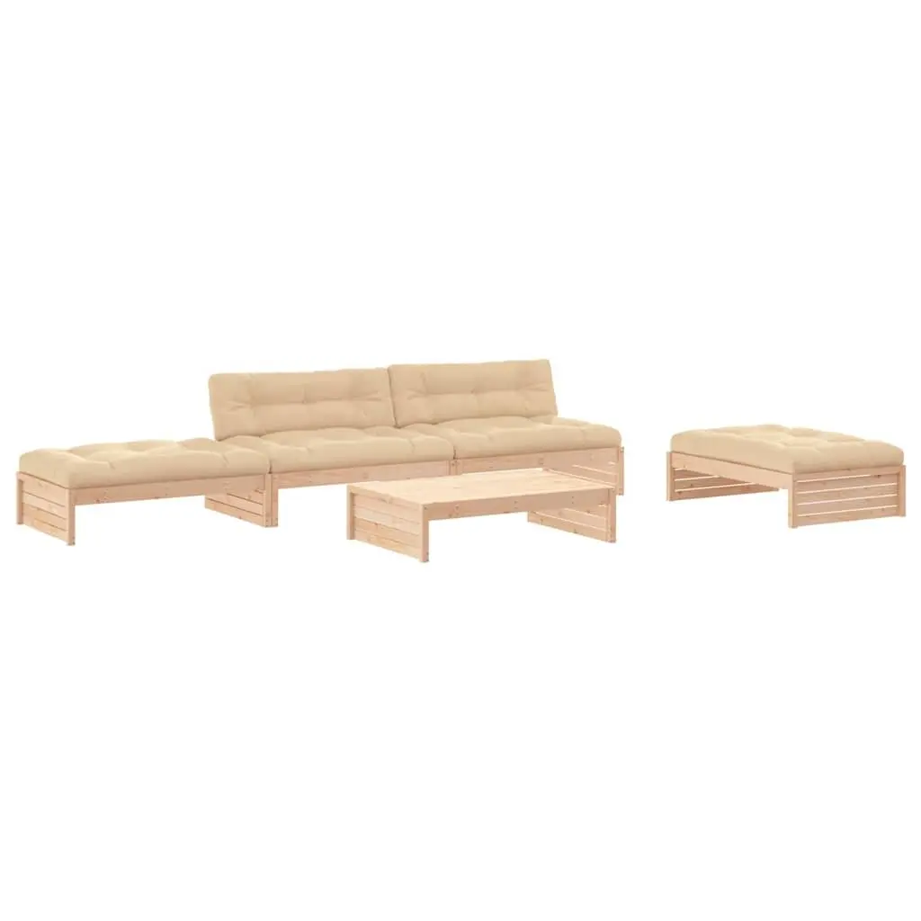 Garden Lounge Set 5 Piece Outdoor Furniture with Cushions Solid Wood Patio