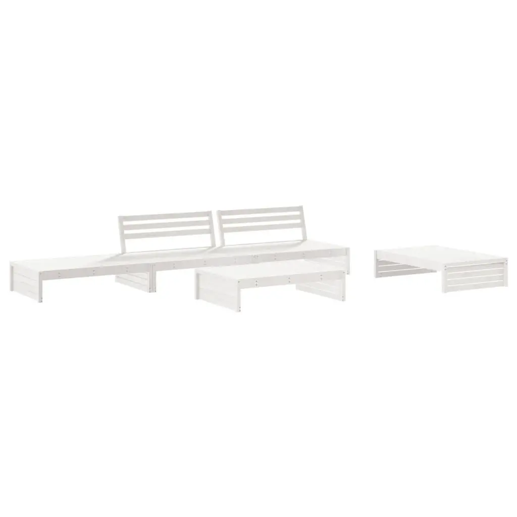 Outdoor Garden Lounge Set White 5 Piece Wooden Furniture with Cushions